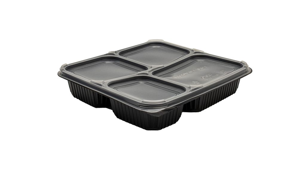 Tp4 Container TB4C Four Compartment Container With Lid Black – UGS Packaging